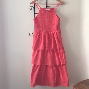 Tesoro coral tiered sun dress